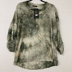 New NT by Amati Tie‎ Dye Sequins Rolled Tab Ultra Soft Pullover Top Large